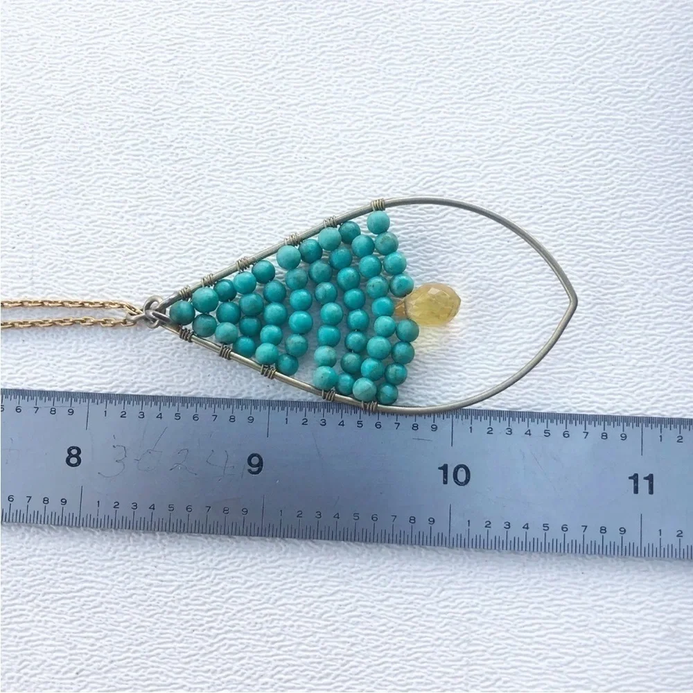 Stella And Dot Gold Tone Turquoise Small Beaded Necklace
